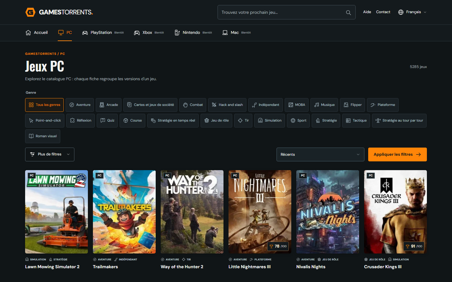 Le catalogue sur ordinateur
